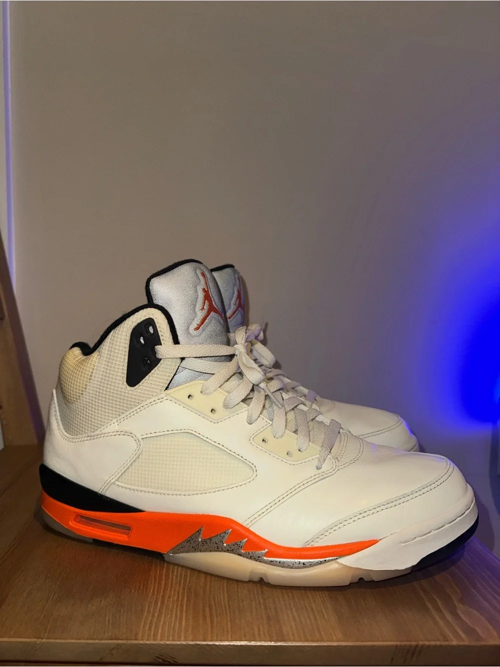 Air-Jordan White and Orange Basketball Sneakers